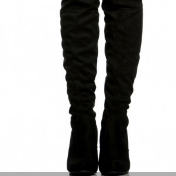 Host Pick! Over The Knee Black Faux Suede Boot - Picture 3 of 5